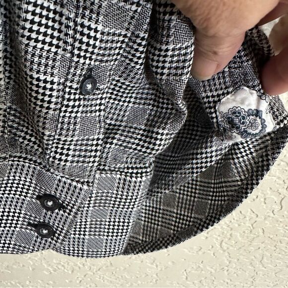 Robert Graham Black and White Plaid Houndstooth Button Down Shirt 2X - Picture 7 of 11